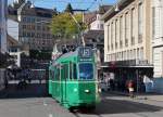 BVB: Den Standard Tram Zügen bestehend aus Be 4/4 (1967-1968) + B4 naht das Ende. Durch die Inbetriebnahme von mehreren FLEXITYBASEL ist der Bestand bereits stark geschrumpft. Be 4/4 465 (Linie 15) + B4 auf der Fahrt zur Endhaltestelle Bruderholz am 2. Oktober 2015.
Foto: Walter Ruetsch