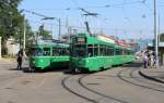 Basel BVB Tram 21 (DÜWAG/BBC/Siemens Be 4/6 652) / Tram 1 (SWP/SIG/BBC/Siemens Be 4/4 496) Badischer Bahnhof am 6.