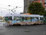 BVB - Tram Be 4/4 494 unterwegs auf der Linie 1 in der Stadt Basel am 15.09.2016