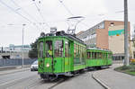 Be 2/2 163 zusammen mit dem B3 702 gehen auf eine Probefahrt und verlassen die Hauptwerkstatt.