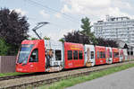 Be 6/8 Flexity 5014, mit der Sympany Werbung, fährt Richtung Haltestelle Kästeli.