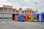 Am 28.06.2017 wird auf dem Hof des Depots Wiesenplatz das neue FC Basel Tram, der Combino 306, der Presse vorgestellt.