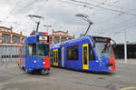 Am 28.06.2017 wird auf dem Hof des Depots Wiesenplatz das neue FC Basel Tram, der Combino 306, der Presse vorgestellt.