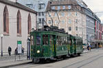 Be 2/2 215 zusammen mit dem B2 423 auf einer Extrafahrt beim Claraplatz.