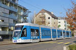 Be 6/8 Flexity 5028 mit der IWB Werbung, auf der Linie 6, bedient die Haltestelle Merkurstrasse.