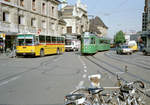 Basel BVB Tramlinie 1 (SWP/BBC Be 4/4 411) Centralbahnstrasse / Centralbahnplatz / Basel SBB am 21.