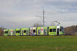 Be 6/8 Flexity 5012, hier noch ohne Betriebsnummer, mit der neuen U-Abo Werbung, auf der Linie 14, fährt Richtung Haltestelle Lachmatt.