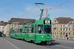 Doppeltraktion, mit dem Be 4/4 492, dem B4S 1449 und dem Be 4/4 481, auf der Linie 6, überquert die Mittlere Rheinbrücke.