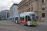 Be 6/8 Flexity 5028 mit der AMAG Werbung, auf der Linie 3, verlässt die Haltestelle Aeschenplatz.