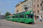 Doppeltraktion, mit dem Be 4/4 481, dem B4S 1449 und dem Be 4/4 492, auf der Linie 6, bedient die Haltestelle Morgartenring.