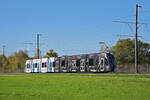 Be 6/8 Flexity 5011 mit der Werbung für die World Cup Finals 2025 in Basel, auf der Linie 14, fährt am 18.10.2022 zur Haltestelle Lachmatt.