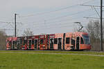 Be 6/8 Flexity 5030 mit der L'oréal Paris Werbung, auf der Linie 14, fährt am 07.03.2023 zur Haltestelle Lachmatt.