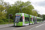 Be 6/8 Flexity 5012 mit der U-Abo Werbung, auf der Linie 3, bedient am 26.04.2023 die Haltestelle St.