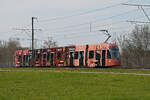 Be 6/8 Flexity 5030 mit der L'oréal Paris Werbung, auf der Linie 14, fährt am 07.03.2023 zur Haltestelle Lachmatt.