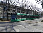 BVB - Tram Be 6/8 319  unterwegs auf der Linie 8 in der Stadt Basel am 04.02.2024