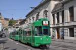 Dreiwagenzug auf der Linie 14 mit dem Be 4/4 498 an der Spitze fhrt den Steinenberg hinauf zur Haltestelle Bankverein.