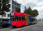 Selten kann man den FCB Motorwagen 490 mit dem B4S 1480 und der VW Werbung der ASAG ohne den dritten Wagen fotografieren.