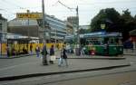 Basel BVB Tram 8 (Be 4/6 652) Aeschenplatz am 7, Juli 1990.