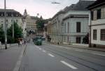 Basel BVB Tram 8 (Be 4/6 652) Steinenberg am 7. Juli 1990.