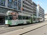 BVB - Tram Be 4/8 670  unterwegs auf der Linie 15 in Basel am 31.08.2013