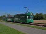 Dreiwagenzug auf der Linie 14 mit dem Be 4/4 495, dem B 1449 S und dem B 1452 auf der Fahrt zur Haltestelle Lachmatt.