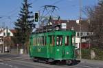 Oldtimer Be 2/2 181 auf einer Extrafahrt kurz nach der Schlaufe in Birsfelden.