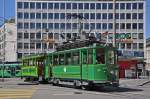 Be 2/2 47 aus dem Jahre 1900 und der B2 309 aus dem Jahre 1908 auf einer Instruktionsfahrt am Aeschenplatz.