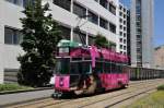 Während der Kunstmesse Art Basel verkehrt der Be 4/4 502 mit der SCOPE Art Werbung als Shuttle Tram zwischen dem Badischen Bahnhof und Wiesenplatz.