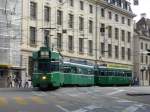 BVB - Be 4/4 481 mit Beiwagen und Be 4/4 unterwegs auf der Linie 3 in der Stadt Basel am 20.09.2014