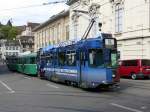 BVB - Be 4/4 483 mit 2 Beiwagen unterwegs auf der Linie 14 in der Stadt Basel am 20.09.2014