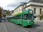 BVB - Be 4/4 499 mit Beiwagen und Be 4/4 unterwegs auf der Linie 3 in der Stadt Basel am 20.09.2014