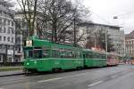 Be 4/4 480 zusammen mit dem B 1475 S und dem B 1447 auf der Linie 6, während den Umleitungen wegen der Basler Fasnacht, an der Haltestelle Aeschenplatz Richtung Bahnhof SBB.