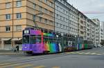 Be 4/6 S 662 mit der neuen Werbung für ICE Uhren anlässlich der Messe Basel World zusammen mit dem B 1459 auf der Line 2 bei der Haltestelle Gewerbeschule.