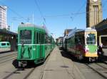 Zwei BVB Basel Beiwagen am 25.07.15 in Basel Bad Bhf 