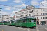 Doppeltraktion Be 4/6 Düwag 655 und 656 auf der Linie 2, fahren zur Haltestelle Am Bahnhof SBB.