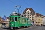 Be 2/2 190 zusammen mit dem B3 1303 auf einer Extrafahrt überqueren die Mittlere Rheinbrücke.