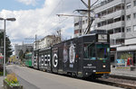 Be 4/6S 684, mit einer Bomberg Uhren Werbung, auf der Linie 14 fährt bei der Endstation in Pratteln ein.