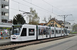 Be 6/8 Combino 319, mit einer Tissot Uhren Werbung, watetet an der Endstation der Linie 14 in Pratteln.