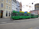 BVB - Tram Be 4/4 486 mit 2 Beiwagen unterwegs auf der Linie 2 in der Stadt Basel am 21.06.2016