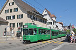 Am 07.08.2016 fand eine Extrafahrt des Tramclub Basel statt. Mit dem Be 4/6S 672 und dem Be 4/4 472 begann die Fahrt am Bahnhof SBB. Bald sind die letzten Be 4/4 der Serie 457 - 476 abgebrochen. Darum hat der Tramclub die Fahrt mit der  Gummikuh  472 durchgeführt. Auch der Be 4/4 472 wird bald die letzte Reise zur Firma Thommen antreten. Von Birsfelden geht die Fahrt Richtung Riehen Dorf. Hier steht der Zug bei der Schlaufe in Riehen Dorf.