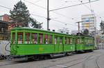 Be 2/2 163 zusammen mit dem B3 702 stehen auf dem Hof der Hauptwerkstatt.