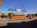 Bahnverlad von Tramanhängern nach Belgrad am 08.08.2012