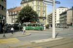 Basel BVB Tram 1 (Be 4/4 415) Gasstrasse / Voltaplatz im Juli 1988.
