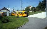 Basel BLT Tram 10 (Be 4/6 236 + Be 4/6 104) Rodersdorf am 30. Juni 1987.