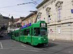 BVB Basel - Tram Be 4/8  667 unterwegs auf der Linie 15 in der Stadt Basel am 29.03.2014