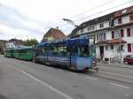 BVB - Tram Be 4/4 483 mit 2 Anhänger unterwegs auf der Linie 3 in der Stadt Basel am 06.10.2015