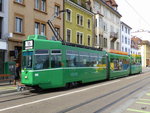 BVB - Tram Be 4/8 663  unterwegs auf der Linie 16 in der Stadt Basel am 09.05.2016