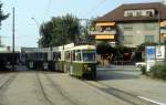 Bern SVB Tram 9 (Be 8/8 7) Wabern im Juli 1983.