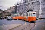 Schweizer Standardwagen der Genfer Straßenbahn am Place de Neuve.
Datum: 20.02.1988