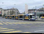 tpg - Tram Be 6/8 875 unterwegs in der Stadt Genf am 16.04.2023